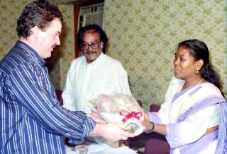 Christian Piaget give flowers to Matilda Grace